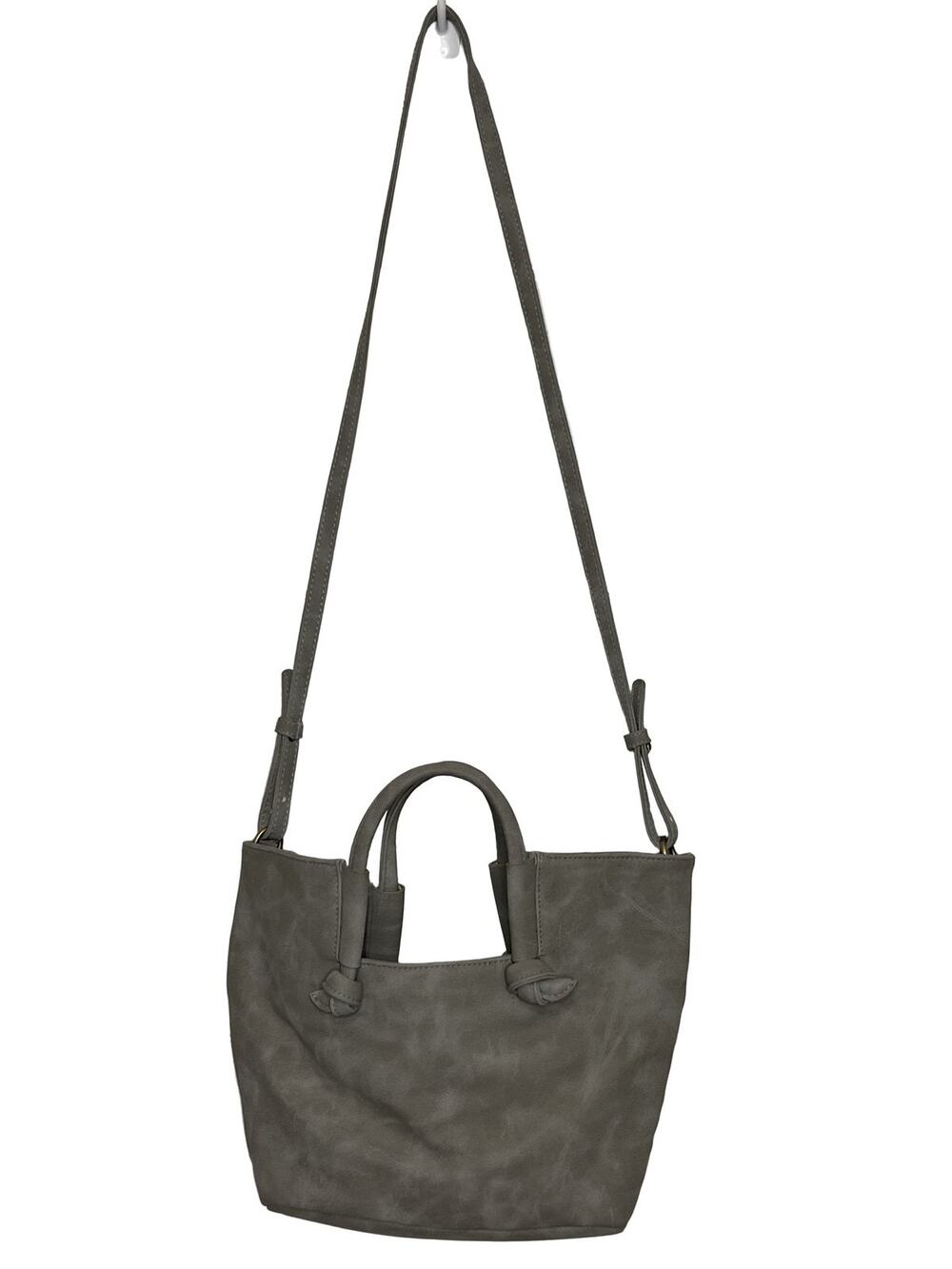 Anthropologie Crossbody Tote Bag Grey Gingham Lining Adjustable Strap Handbag